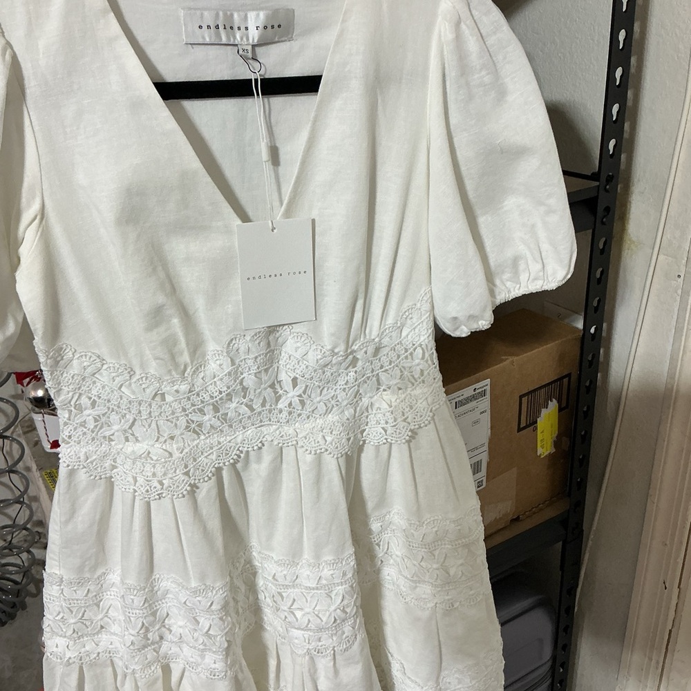 Endless Rose Ivory Crochet Lace Tiered Dress